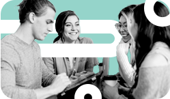 Four people talking to each other